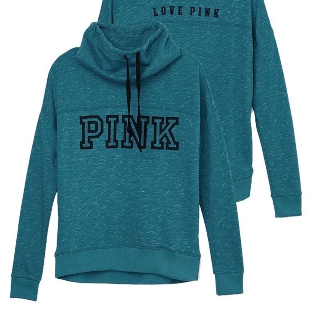 VS Pink Blue & Black Cowl Neck Sweatshirt w Pocket